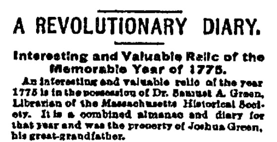 An article about Joshua Green, Boston Journal newspaper article 16 June 1893