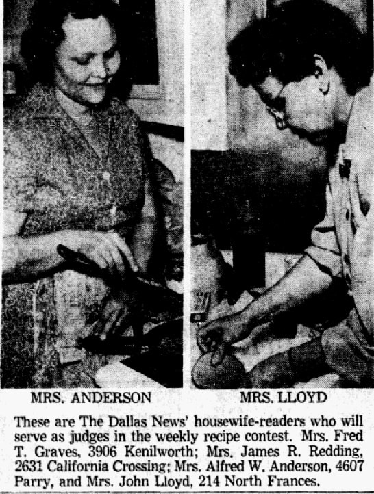 An article about a recipe contest, Dallas Morning News newspaper article 28 April 1950