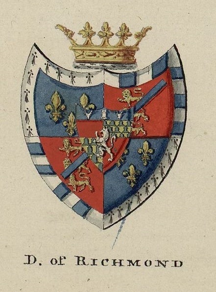 Illustration: coat of arms of the Duke of Richmond, from “A Tour in Wales” by Thomas Pennant, 1781