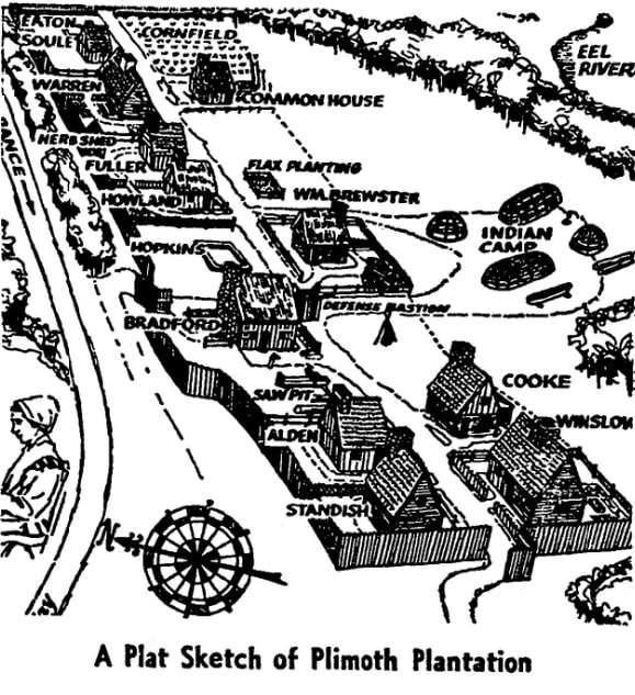 A map of Plymouth Plantation, Arkansas Gazette newspaper article 21 November 1966