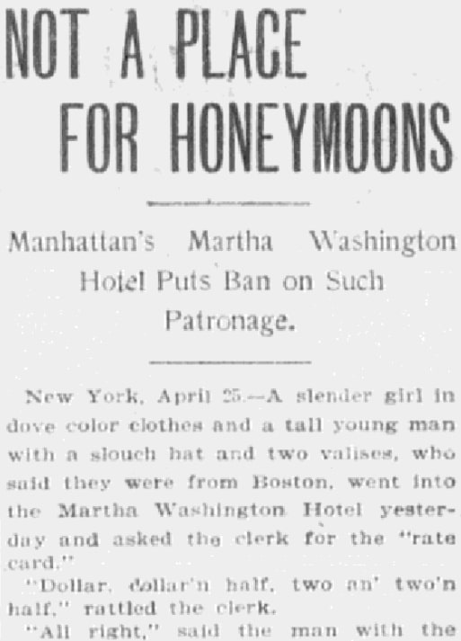 An article about the Martha Washington Hotel, Boston Journal newspaper article 25 April 1904