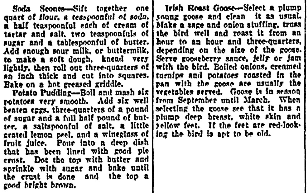 Irish recipes for St. Patrick's Day, San Antonio Evening News newspaper article 13 March 1925