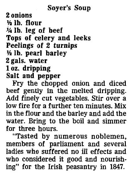 A soup recipe for St. Patrick's Day, Trenton Evening Times newspaper article 16 March 1983