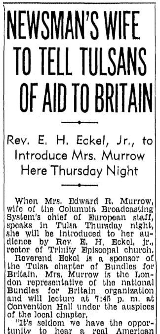 An article about Janet Murrow, Tulsa World newspaper article 26 October 1941