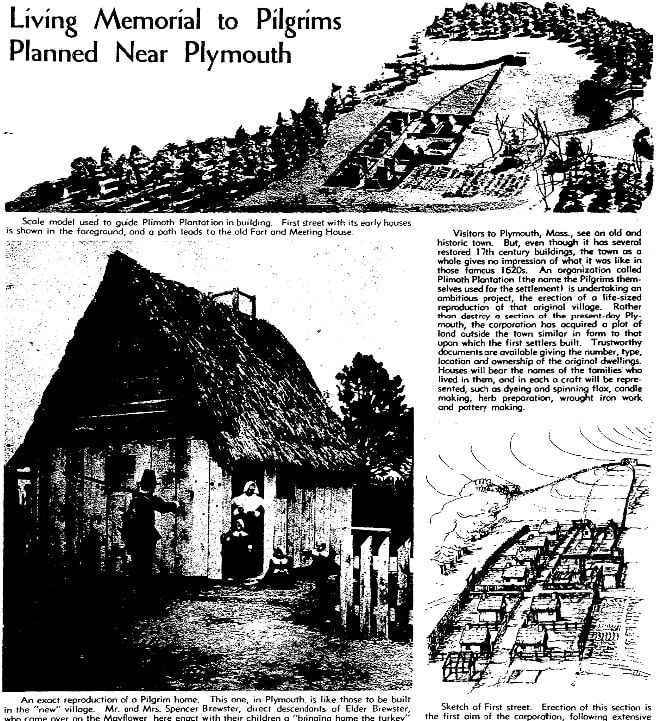 An article about Plimoth Plantation, Evening Star newspaper article 6 March 1949