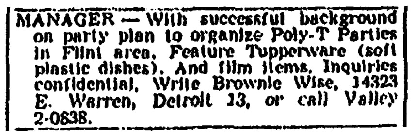 An article about Tupperware, Flint Journal newspaper article 8 June 1949