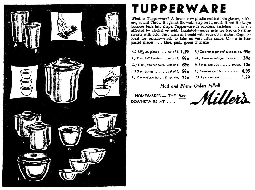 An article about Tupperware, Knoxville News-Sentinel newspaper article 19 February 1948