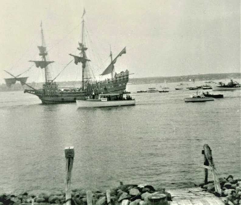 Photo: Mayflower II, 1957. Courtesy of University Archives and Special Collections, University of Massachusetts, Boston, and Digital Commonwealth.