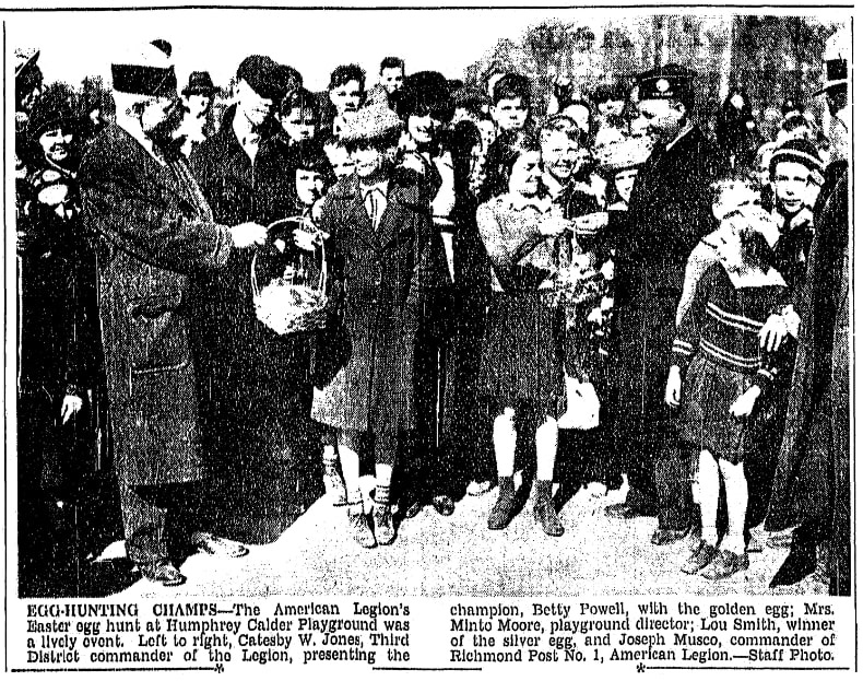 An article about Easter egg hunts, Richmond Times Dispatch newspaper article 30 March 1937
