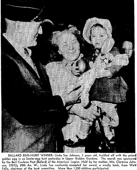 An article about Easter egg hunts, Seattle Daily Times newspaper article 9 April 1950