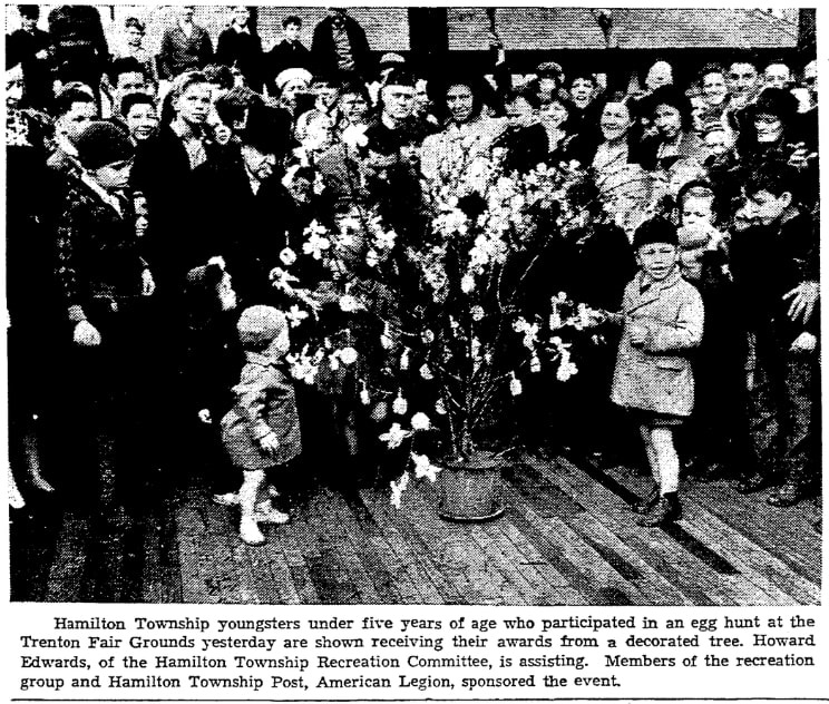 An article about Easter egg hunts, Trenton Evening Times newspaper article 5 April 1942