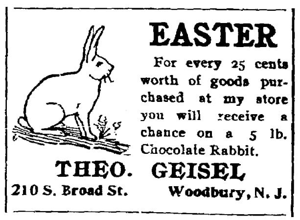 An article about Easter chocolate bunnies, Woodbury Daily Times newspaper article 23 March 1907