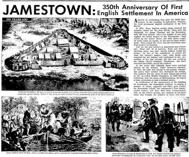 An article about Jamestown, Detroit Times newspaper article 22 April 1957