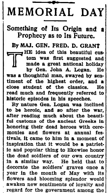 An article about Memorial Day, Mower County Transcript newspaper article 29 May 1907
