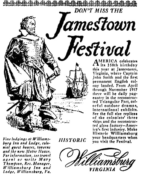 An article about Jamestown, Richmond Times Dispatch newspaper article 31 March 1957