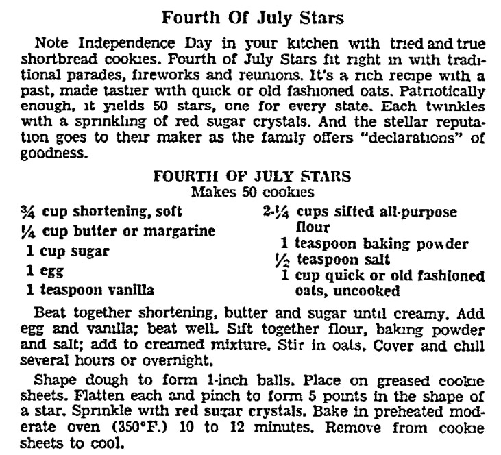 A recipe for cookies, Chicago Metro News newspaper article 6 July 1974