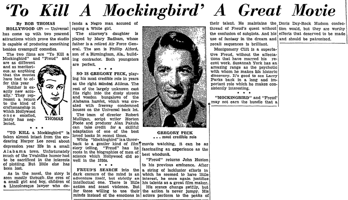 An article about "To Kill a Mockingbird," Daytona Beach Morning Journal newspaper article 19 December 1962