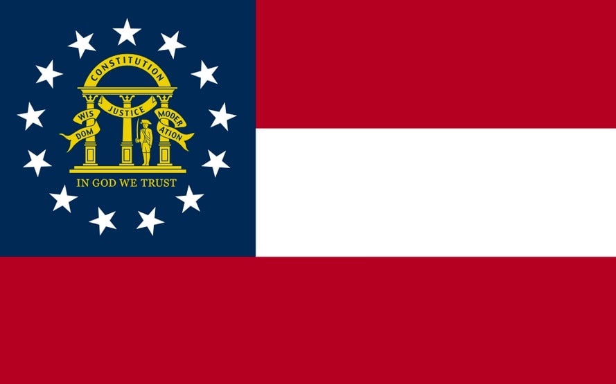 Illustration: Georgia state flag. Credit: Wikimedia Commons.