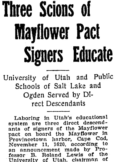 An article about Robert Bradford, Salt Lake Telegram newspaper article 19 December 1920