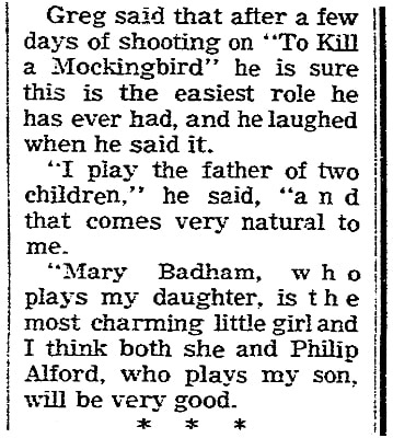 An article about "To Kill a Mockingbird," San Diego Union newspaper article 16 February 1962