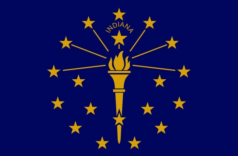 Illustration: Indiana state flag. Credit: Wikimedia Commons.