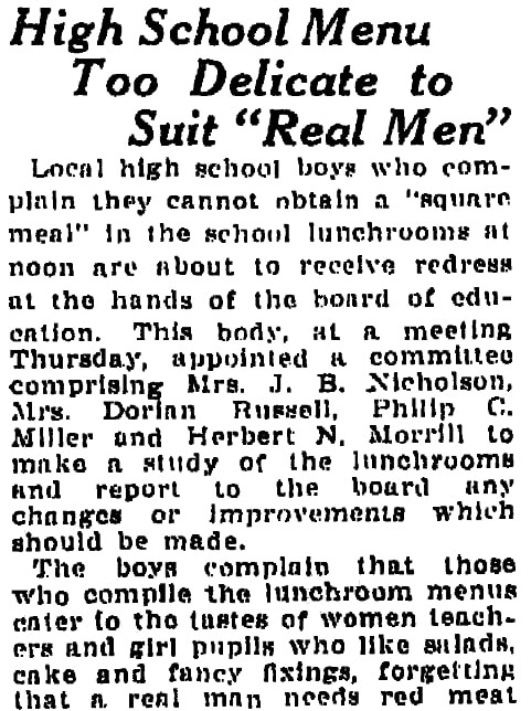 An article about school lunches, Grand Rapids Press newspaper article 7 July 1922