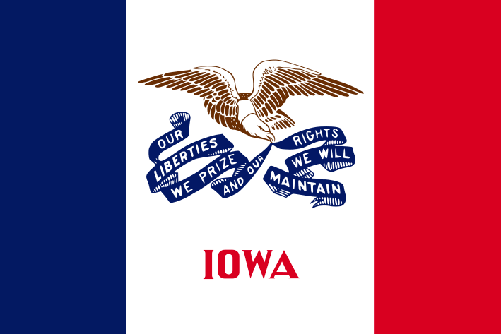 Illustration: Iowa state flag. Credit: Wikimedia Commons.