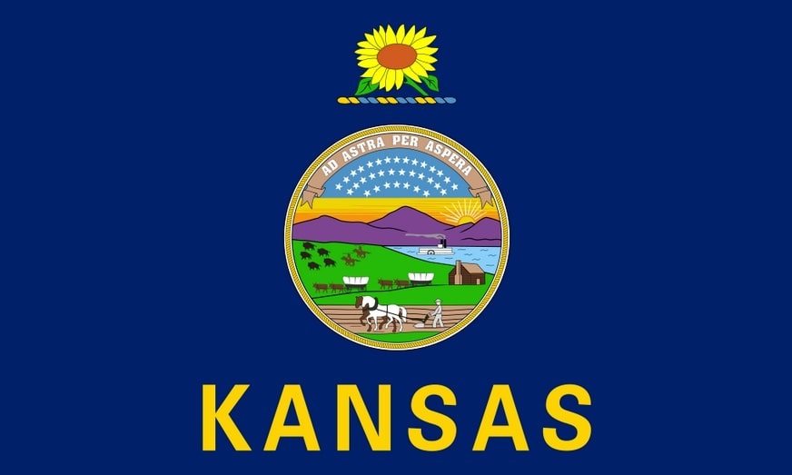 Illustration: Kansas state flag. Credit: Wikimedia Commons.