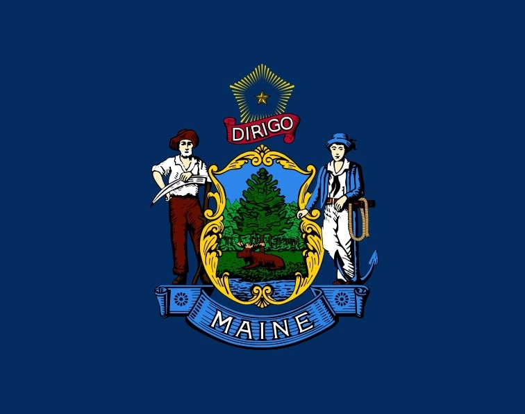 Illustration: Maine state flag. Credit: Wikimedia Commons.