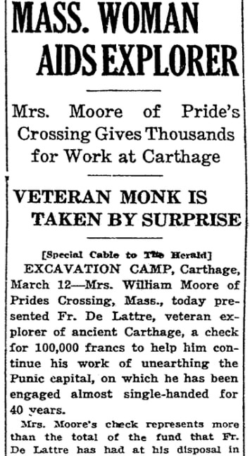 An article about Ada Moore, Boston Herald newspaper article 13 March 1925