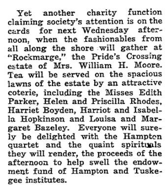 An article about Ada Moore, Boston Herald newspaper article 9 August 1925