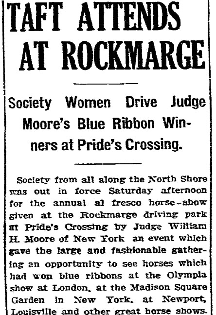 An article about the Rockmarge estate, Boston Herald newspaper article 27 August 1911