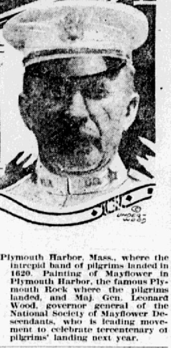 A photo of General Leonard Wood, Fort Wayne News-Sentinel 19 June 1919