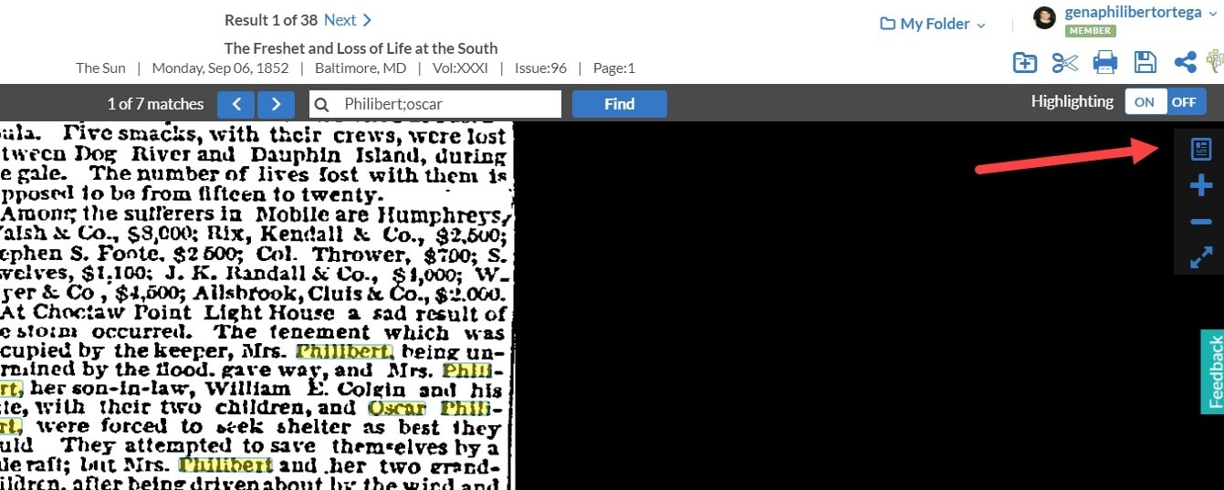 A screenshot of GenealogyBank showing the "See Full Newspaper Page" feature