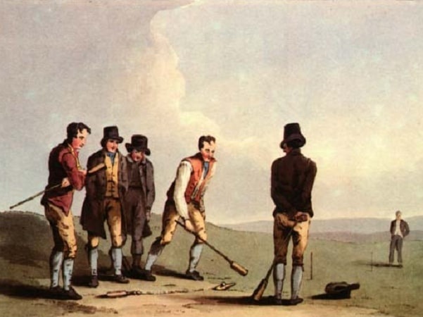 Illustration: Yorkshiremen playing knurr and spell. Credit: George Walker's "The Costume of Yorkshire," first published in 1814; Wikimedia Commons.