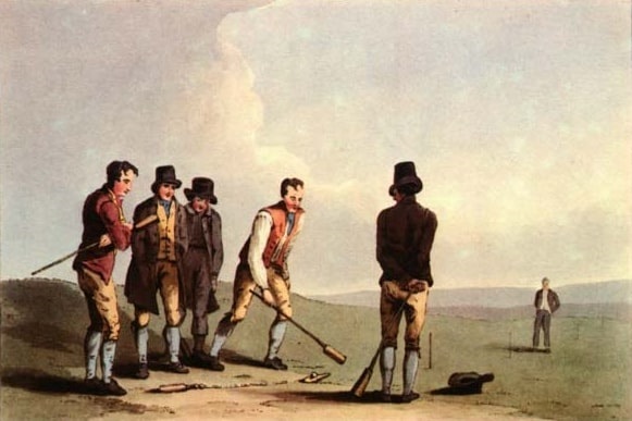 Illustration: Yorkshiremen playing knurr and spell. Credit: George Walker’s “The Costume of Yorkshire,” first published in 1814; Wikimedia Commons.