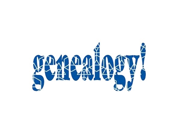 Illustration: a logo made from the word “genealogy,” designed and copyrighted by Mary Harrell-Sesniak.