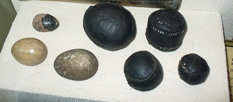 Photo: Russian leather balls, 12th-13th century. Credit: Лапоть; Wikimedia Commons.