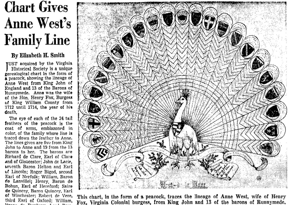 An article about William Aylett's ancestors, Richmond Times-Dispatch newspaper article 10 December 1950
