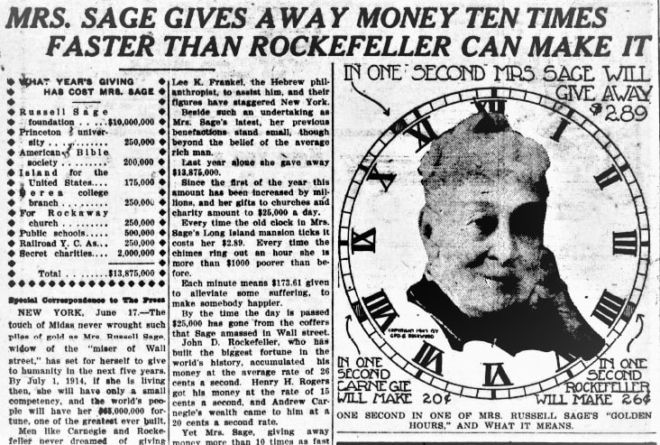 An article about Margaret Sage, Spokane Press newspaper article 17 June 1909