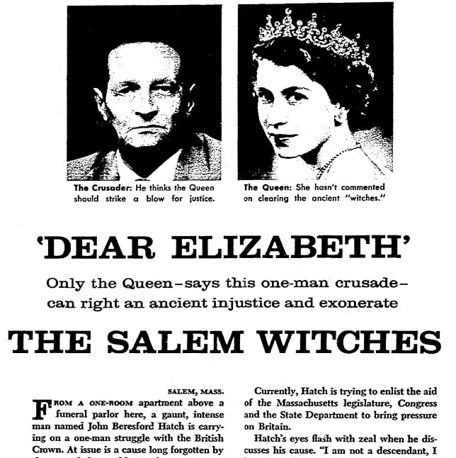 An article about the Salem Witch Trials, Advocate newspaper article 21 August 1960