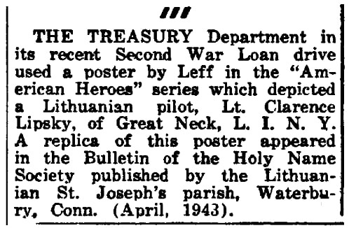 An article about Clarence Lipsky, Dirva newspaper article 11 June 1943