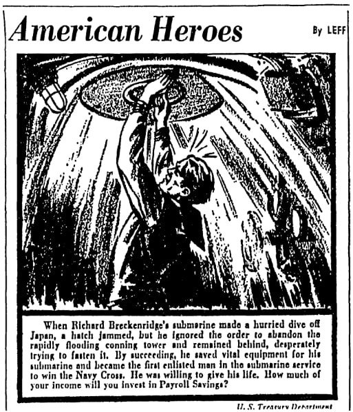 A comic strip about WWII, Greensboro Daily News newspaper article 19 July 1943