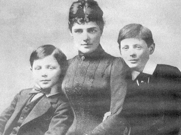 Photo: Lady Randolph Churchill (nee Jennie Jerome) with her sons: the future Major John Strange Spencer-Churchill "Jack" (left); and future Prime Minister of the United Kingdom Sir Winston Spencer Churchill (right), in 1889. Credit: Wikimedia Commons.