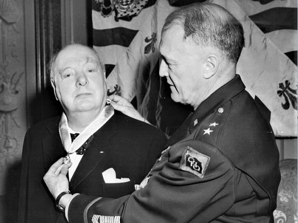 Photo: British Prime Minister Winston Churchill and Maj. Gen. Edgar Hume posed for this photograph after the formal induction ceremony for Churchill into the Society of Cincinnati on 16 January 1952. Credit: The Society of the Cincinnati Archives.