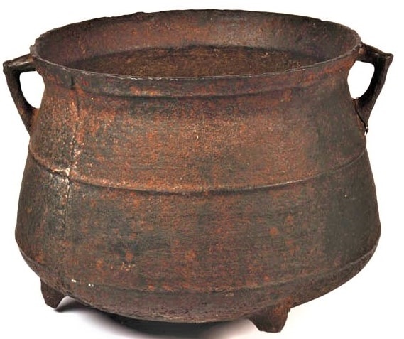 Photo: Was the Miles Standish Cooking Pot at the first Thanksgiving? It was made of cast iron in England, 1600-1650, and has descended in the Standish family. A cooking pot was among the most practical things a family could bring on the Mayflower. Pots were used to make pottage, a staple of the English diet similar to stew, made with meat and vegetables. Courtesy of Pilgrim Hall Museum 