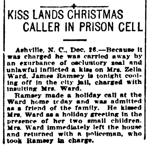 An article about a Christmas kiss, Albuquerque Journal newspaper article 27 December 1910