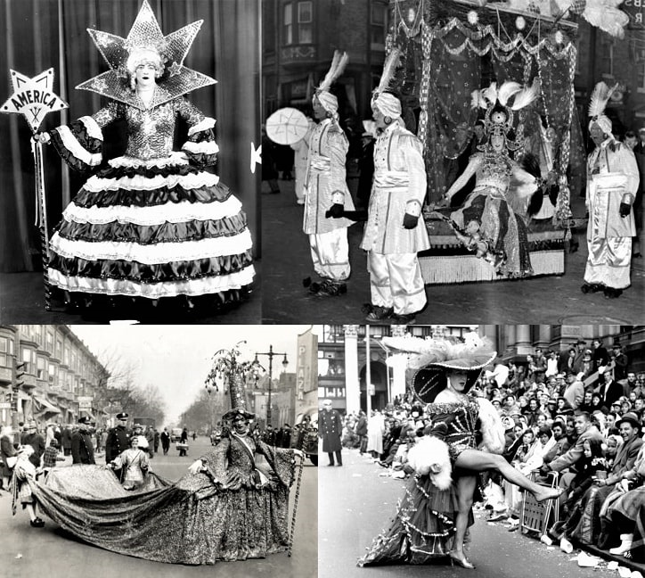 Photo: male mummers dressed as women through the years.