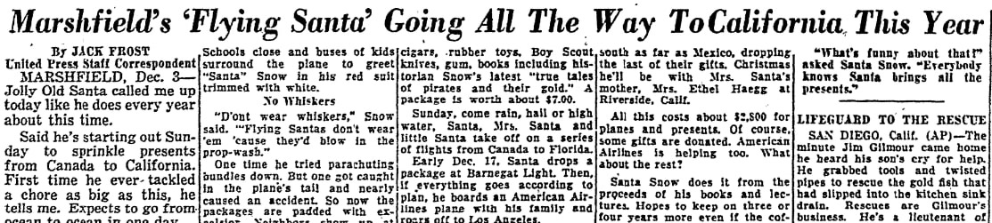 An article about Edward Snow, Patriot Ledger newspaper article 3 December 1953