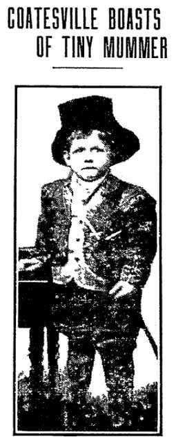 A photo of a mummer, Philadelphia Inquirer newspaper article 11 January 1908